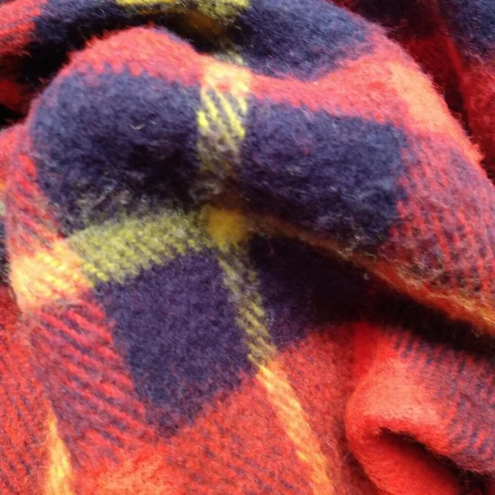 Vintage Faribo Throw Blanket Plaid Red/Black 55